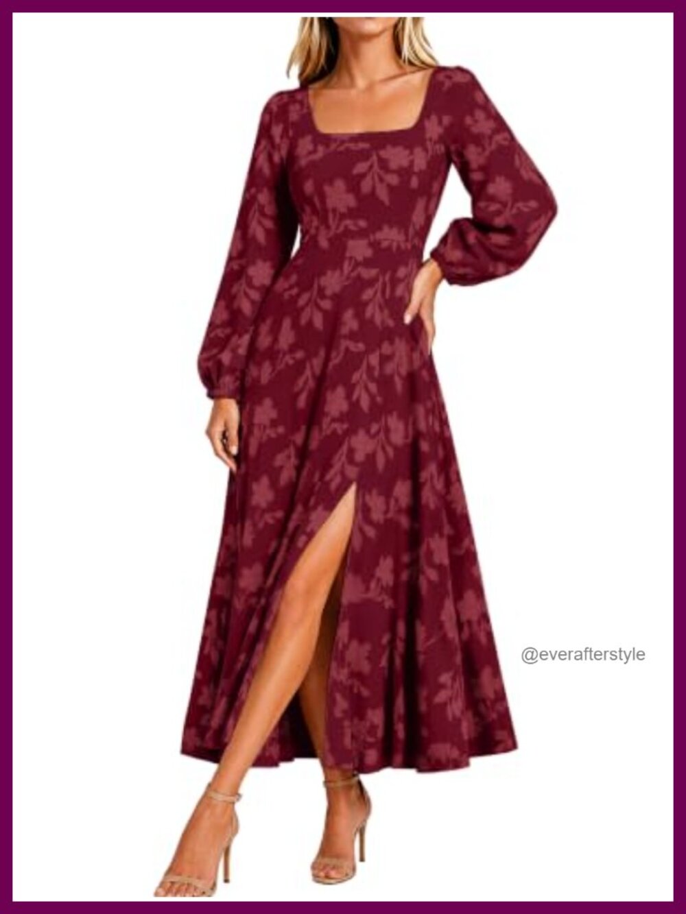 Simplee Women's Long Sleeve Maxi Dress Formal Wedding Guest High Slit